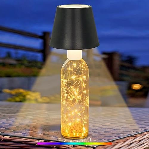 NiceBuy Tischlampe Kabellos Dimmbar Touch Warmweiß Mit 8 Farben Farbwechsel RGB LED Tischlampe Akku USB Aufladbar Tischleuchte Kabellos IP54 FüR Outdoor Camping Aussen Balkon Grau/Weiß (Stil B) von NiceBuy