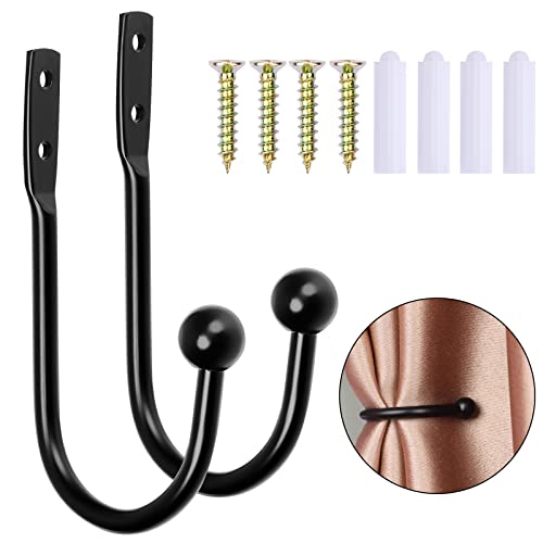 NiceLand 2 Stück Raffhalter für Vorhänge Gardinen Metall Halterung Wand Dekorative U-Form Gardinenhalter Wandbefestigung Gardinenraffer Vorhanghalter Schwarz mit Schrauben NiceLand 2 Stück Raffhalter für Vorhänge Gardinen Metall Halterung Wand Dekorative U-Form Gardinenhalter Wandbefestigung Gardinenraffer Vorhanghalter Schwarz mit Schrauben von NiceLand