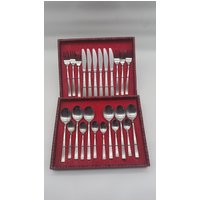 Mid Century Besteckkoffer Mit Edelstahl Besteck Für 6 Personen. Ideal Fürs Campen Oder Den Wohnwagen von NiceOffice