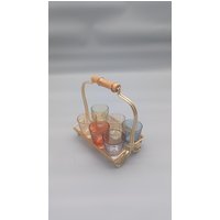 Schönes Vintage Set 6 Schnapsgläser in Verschiedenen Farben Fifties Gläser Halterung. Rockabilly Schönes Vintage Set 6 Schnapsgläser in Verschiedenen Farben Fifties Gläser Halterung. Rockabilly von NiceOffice