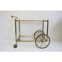 Mid-Century Servierwagen Messing Cocktail Unterhaltung Getränke Teewagen Hollywood Regency 1960Er Jahre von NiceOldFinds