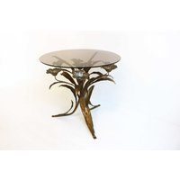 Vergoldeter Mid-Century Florentiner Beistelltisch Von Hans Kögl Hollywood Regency Metall Deutscher Runder Couchtisch 1960Er Jahre Design von NiceOldFinds