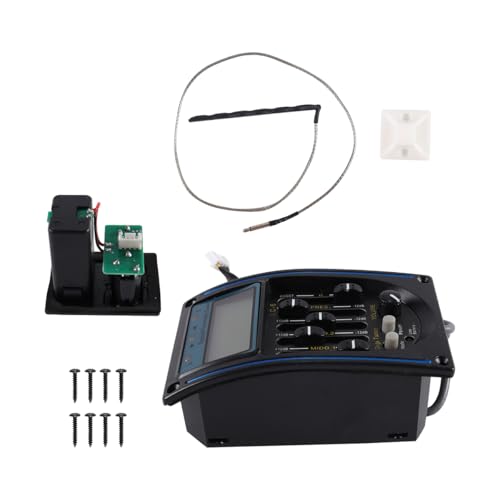 Nicear Lcd-5-Band-VorverstäRker-Equalizer FüR Akustikgitarren Mit StimmgeräT Und Piezo-Tonabnehmer – Vorverdrahtetes VerstäRkersystem Aus Metall/Kunststoff Steckplatz FüR 9-V-Batterie von Nicear