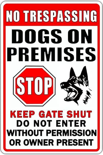 Niceast Lustiges Warnschild mit Aufschrift "Beware of Dog", Aufschrift "Warning Do Not Enter", Metallschilder "No Trespassing Dogs On Premises", Blechschilder mit Aufschrift "Dog in Yard Stop Keep Niceast Lustiges Warnschild mit Aufschrift "Beware of Dog", Aufschrift "Warning Do Not Enter", Metallschilder "No Trespassing Dogs On Premises", Blechschilder mit Aufschrift "Dog in Yard Stop Keep von Niceast