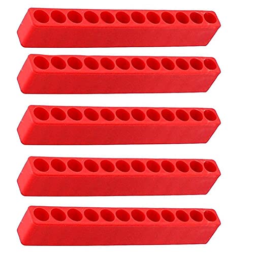 12 Holes Hex Bit Organizer Kunststoff Schraubendreher Bithalter Bohrkopf Aufbewahrungskoffer Box Block für Sechskantschaft Bits Red 5PCS von Nicedier