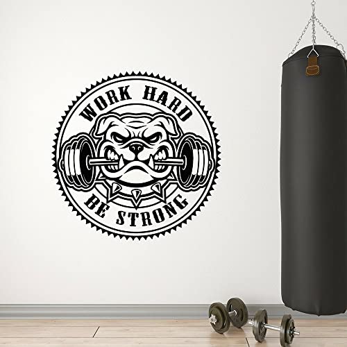 Fitness-Studio-Logo Barbell Muskeln Bodybuilder Wand Aufkleber Vinyl Wall Decal Gym Fitness Bodybuilding Hart Arbeiten, Werden Starke Sticker42x42cm von NiceeemanN