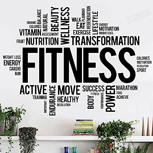 Fitness-Worte Vinyl Wandtattoo Für Fitnessraum Gesunden Lifestyle-Fitness-Motivation Wand Aufkleber Moderne Zimmer Dekoration Kunst30x42cm von NiceeemanN