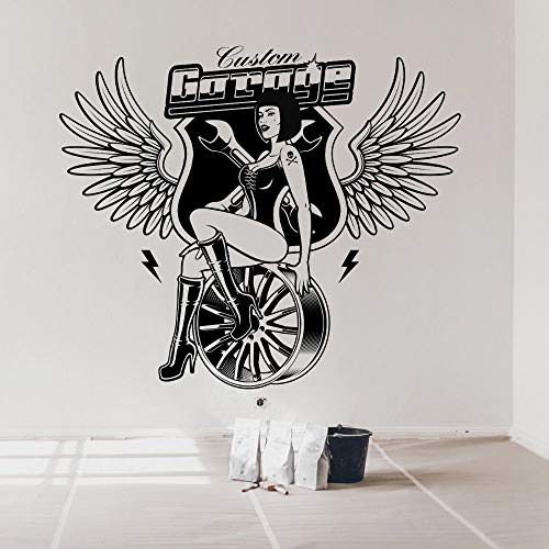 Frau Custom Garage Silhouette Wandaufkleber Auto Service Garage Werkstatt Wandkunst Dekoration 42x36cm von NiceeemanN