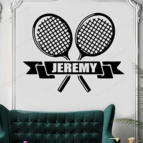 Personalisierte Namen Tennis-Wand Aufkleber Custom Name Tennis-Wand-Dekor-Home-Vinyl-Wand-Aufkleber -57x45cm von NiceeemanN