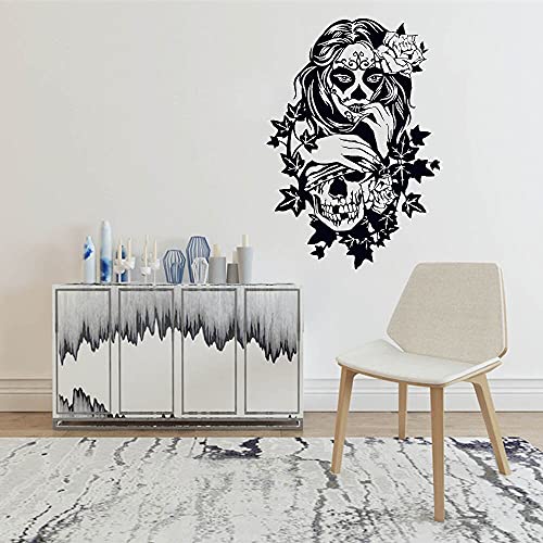 Tattoo Wandaufkleber Tribal Sugar Wandtattoo Vinyl Für Wohnzimmer Süßigkeiten Mexikanischer Tag der Toten Wandbild d 42X61cm von NiceeemanN