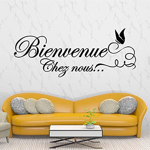 Wandtattoo Bienvenue Chez Nous Französisch Zitate Aufkleber Tapete Abnehmbare Vinyl Schlafzimmer Wohnzimmer Wandbild Dekoration42x17cm von NiceeemanN