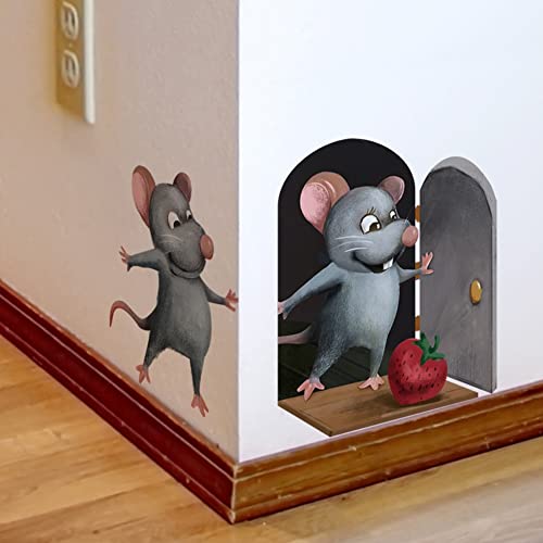 Zwei lustige Ratten-Wandaufkleber für Kinderzimmer, Heimdekoration, abnehmbares Wandbild, Wohnzimmer, Schlafzimmer, Tapete, Cartoon-Maus-Aufkleber von NiceeemanN