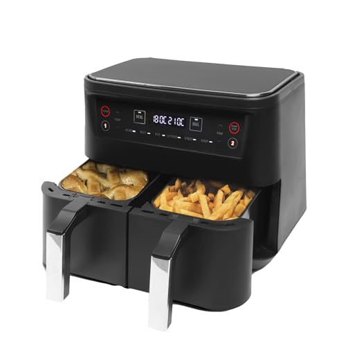 Niceey Dual Zone Heißluftfritteuse - 8L - Doppel Airfryer XXL fur 8 Portionen - Heißluftfritteuse mit Doppelkammer mit 2x4L Fassungsvermögen - 2460 Watt - Doppelfunktion - Schwarz von Niceey