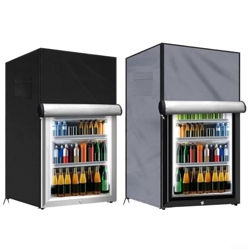 210D wasserdichte Abdeckung für Outdoor-Kühlschränke, robuster Schutz für aufrechte Gefrierschränke, verstellbare Passform mit Schnallen (schwarz, 56 x 58 x 86 cm) von Niceminiwall
