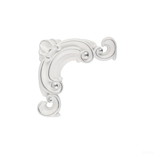 4er Set Deko Eckblumen aus PVC perfekt für Schrank und Bett Styling (weiß mit silber) von Niceminiwall