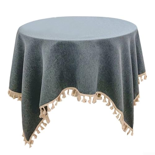 Bezaubernde Tischdecke aus Baumwollleinen mit Quasten für Hochzeiten und legeres Essen (C) von Niceminiwall