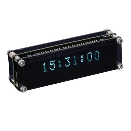 Desktop VFD leuchtende Uhr mit WiFi-Zeitkalibrierung, rückseitig montierter Stromanschluss, Acryl-Frontplatte mit dunkelbraunem Filter (Display) von Niceminiwall