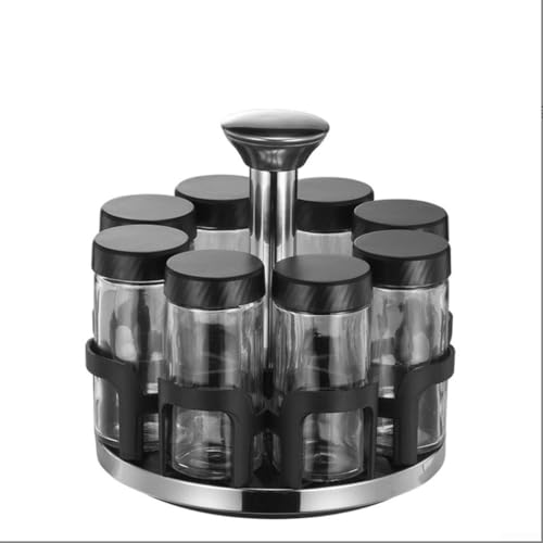 Drehbare Gewürzflasche mit Multi-Loch-Design für Küche, verbessert das Kochen mit einfachem Würzen (schwarz) von Niceminiwall