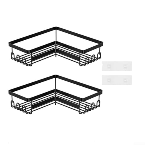 Eck-Duschregal 2er Set Wandmontage ohne Bohren Design Rostfreier Edelstahl mit Haken für Toilettenartikel und Zubehör von Niceminiwall