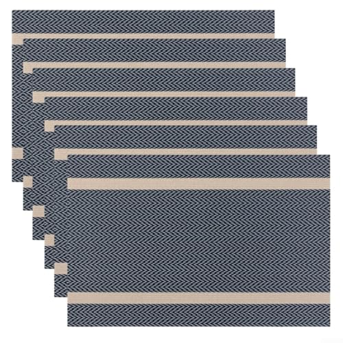 Esstischmatten Set mit 6 PVC-Platzdeckchen, 45 x 30 cm, hitzebeständig, leicht zu reinigen, perfekt für Ess- und Couchtische (blau) von Niceminiwall