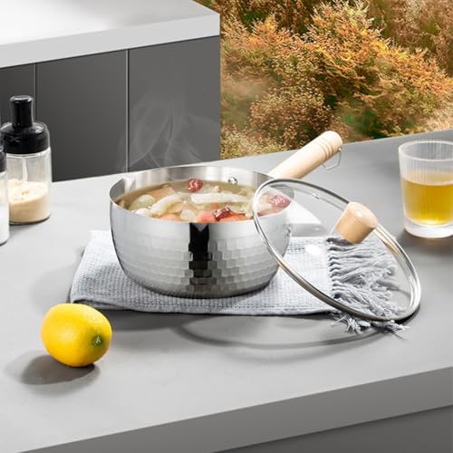 Induktionstopf aus 304 Edelstahl, japanischer Stil, schneeflaches Design zum Dämpfen und Kochen (22 cm ohne Abdeckung) von Niceminiwall