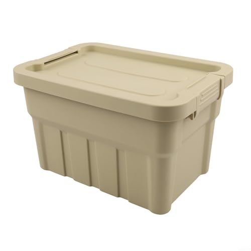 Kompakte stapelbare Aufbewahrungsboxen mit Deckel, geeignet für die Organisation verschiedener Gegenstände wie Spielzeug, Handwerk und Küchenbedarf (mittlere Milchtee-Farbe) von Niceminiwall