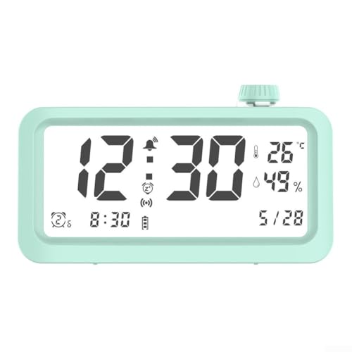 LCD-Wecker mit intelligentem Lichtsensor, mehrere Alarme und Feuchtigkeitstemperatur-Funktionen (grün) von Niceminiwall