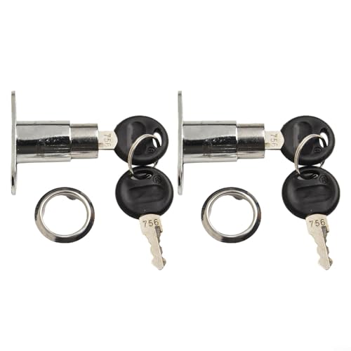 Niceminiwall 2er-Set Schrank-Druckkolbenschloss mit verschiedenen Zylindern, Zinklegierung, Chrom-Finish, 19 mm Durchmesser für Sicherheit zu Hause und im Büro von Niceminiwall