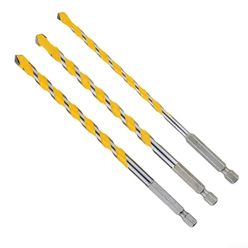 Niceminiwall 3-teiliges Steinbohrer-Set mit 6 mm Sechskantschaft, Hartmetallspitze für Beton, Ziegel, Stein, Keramik, Fliesen, Granit, 6 mm/8 mm/10 mm x 160 mm von Niceminiwall