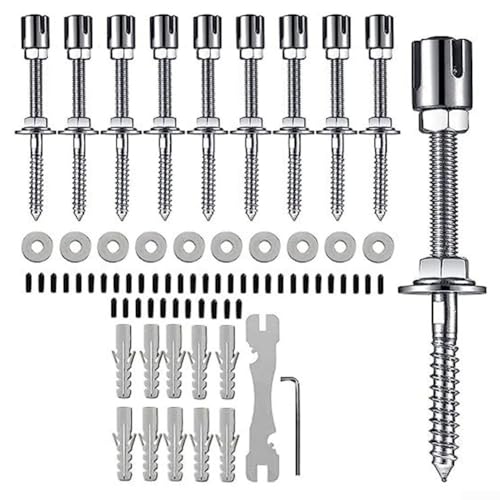 Niceminiwall 30 m Gartendrahtseil für Kletterpflanzen, 304 2 mm Edelstahl-Drahtseil-Set, M5 Blumenkorb-Schrauben-Drahtseil-Set, Kabelgeländer-Set (15,8 m Anzug) von Niceminiwall