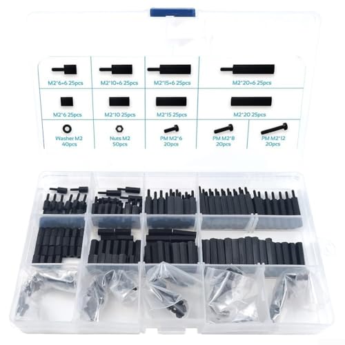 Niceminiwall 350-teiliges schwarzes männliches und weibliches Nylon-Sechskant-Abstandshalter-Schrauben-Mutter-Set, Sortimentsset Niceminiwall 350-teiliges schwarzes männliches und weibliches Nylon-Sechskant-Abstandshalter-Schrauben-Mutter-Set, Sortimentsset von Niceminiwall
