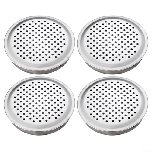 Niceminiwall 4 Stück Edelstahl-Schrank-Lüftungsabdeckungen, runde dekorative Lüftungsgitter mit 2,5 mm Löchern für optimale Luftzirkulation, 70 mm und 100 mm (100 mm) von Niceminiwall