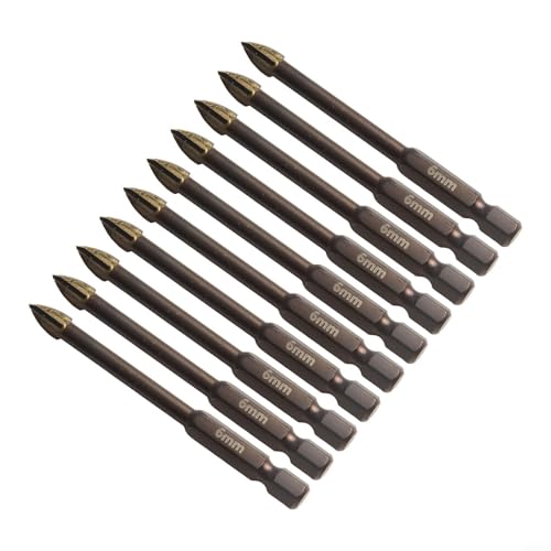 Niceminiwall 6 mm Hartmetallbohrer für Fliesen, Porzellan, Marmor, Keramik, Glas, Ziegel mit Sechskantschaft und Speerkopf, professionelles Werkzeug für glattes und präzises Bohren von Niceminiwall