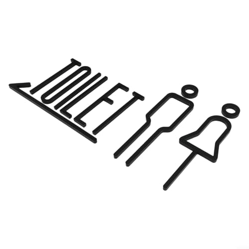 Niceminiwall Acryl-WC-Schild für Toilettentür oder Wand, elegantes schwarzes WC-Signage-Tafel mit klarem Badezimmer-Logo, einfach zu montieren, langlebig und leicht zu reinigen, (C) von Niceminiwall