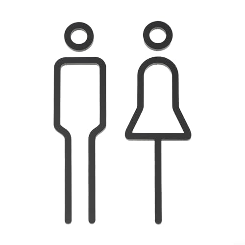 Niceminiwall Acryl-WC-Schild für Toilettentür oder Wand, elegantes schwarzes WC-Signage-Tafel mit klarem Badezimmer-Logo, einfach zu montieren, langlebig und leicht zu reinigen, (E) von Niceminiwall