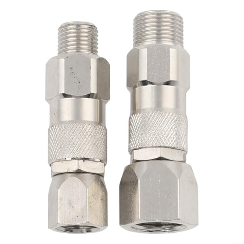 Niceminiwall Airless-Farbsprühschlauch-Drehgelenk-Set, 1/5.1 cm und 3/20.3 cm Metall-Hochdruck-Drehanschluss zum Sprühen auf Airless-Schlauch, 360-Grad-Drehung von Niceminiwall