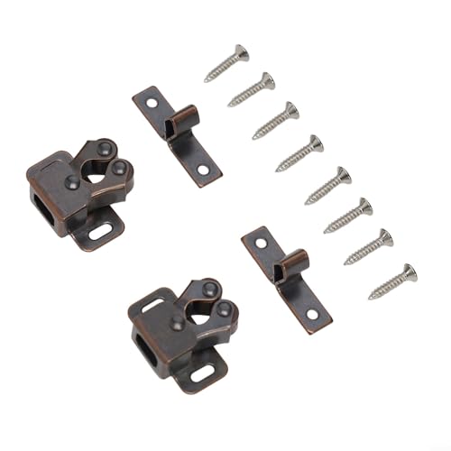 Niceminiwall Doppelrollen-Clips für Schranktüren, zum Schließen, Beschläge, geräuschreduzierend, für Kleiderschränke, Schubladen, Schränke mit verschleißfester Gummidichtung (rot, antik) von Niceminiwall