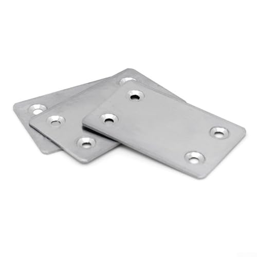 Niceminiwall Eckwinkel aus Edelstahl, 4 Löcher, 60 x 38 mm, strapazierfähig, L-Form, Winkelplatten für Möbelreparatur und Regalstütze, gebürstete Oberfläche, glatte Ecken, Design von Niceminiwall