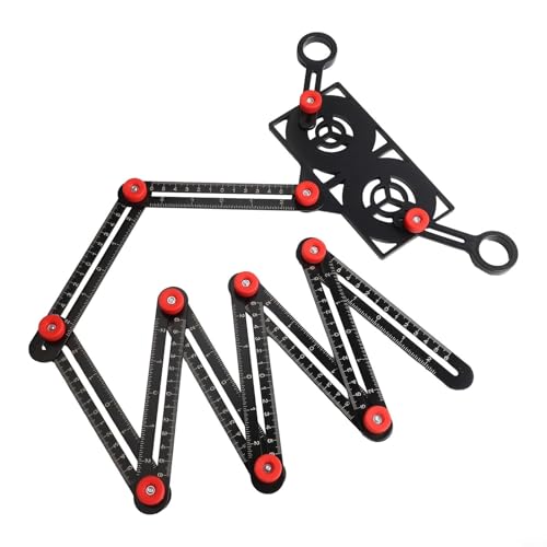 Niceminiwall Faltwinkel-Messschablone mit einstellbarer Länge, 6/9/12-Segmente, Aluminiumlegierung, Multi-Winkel-Lineal mit Zoll- und CM-Skala für präzises Fliesen (9-fach gefaltetes Lineal) von Niceminiwall