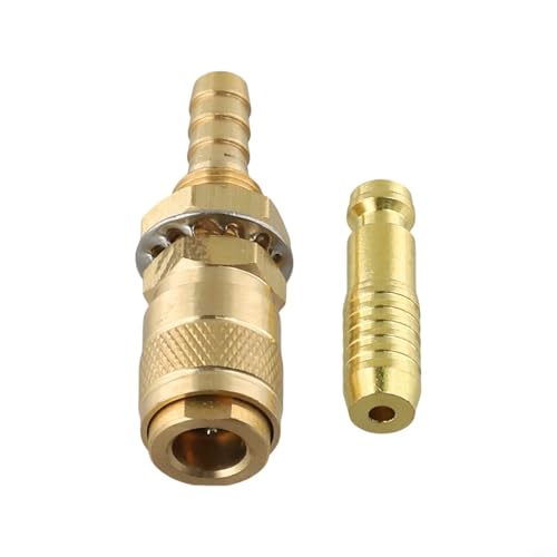 Niceminiwall Gas- und Wasser-Schnellverbinder-Set aus Messing, für Rohre mit 10 mm Innendurchmesser, mit 12 mm Gewinde, kompatibel mit Schweißbrenner-Modellen 12/18/20/27, 6-teiliger Schlauch schnell von Niceminiwall