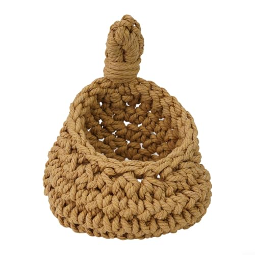 Niceminiwall Gemüse- und Obstkorb zum Aufhängen an der Wand – handgewebter Jute-Baumwollseil-Aufbewahrungshalter, atmungsaktives Design für Küche, Garten, (A(14 x 21,5 cm) von Niceminiwall