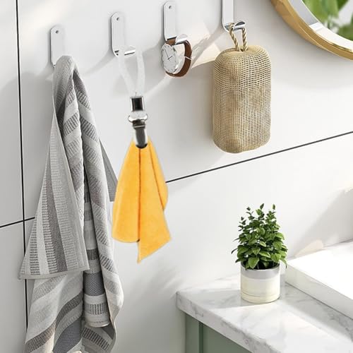 Niceminiwall Handtuch-Clip mit Baumwollseil und rostfreien Metallhaken für Küche, Bad, Handtücher, Geschirrtücher, Hängeaufbewahrung, Organizer in Weiß, 4er-Pack/8/12er-Pack-Optionen (4 Stück) von Niceminiwall