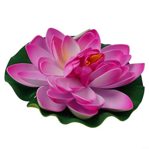 Niceminiwall Künstliche schwimmende Lotus-Seerose, 18 cm, EVA-Blume für Teich, Pool, Schreibtisch, Dekoration, 8 Farben erhältlich (hellrosa) von Niceminiwall