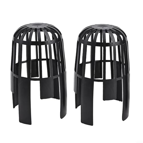 Niceminiwall Kunststoff-Dachrinnenschutz, 2 Stück, für Laubfilter, Fallrohrschutz für 68 mm Rohr, schwarze Abflussabdeckung zur Vermeidung von Verstopfungen in Gartenabflüssen und Dachtraufen, von Niceminiwall