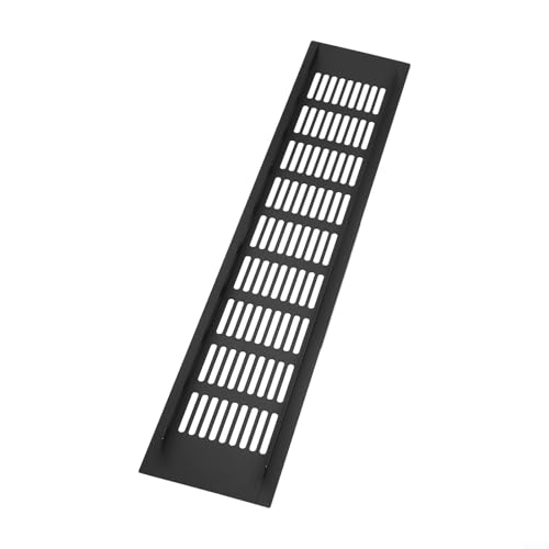 Niceminiwall Lüftungsgitter, rechteckig, Aluminiumlegierung, für Schränke, Kleiderschränke, Badezimmer, Küche, Abluftventilator oder Hydrokultur-Ventilator, schwarz, 80 x 400 mm von Niceminiwall