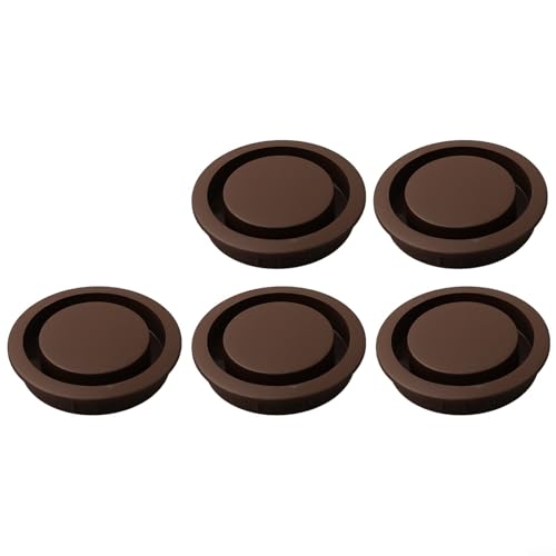 Niceminiwall Lüftungsgitter für Kleiderschrank, 50 mm, ABS-Kunststoff, runde Lüftungsgitter, mit eingebettetem Design, für Schrank, Büro oder Konferenzraum, Auspuff (braun), 5 Stück von Niceminiwall