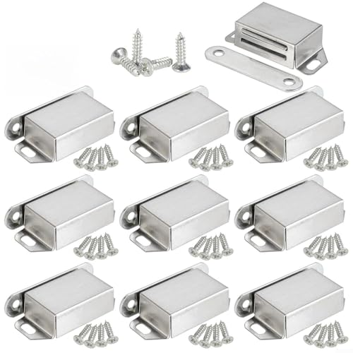 Niceminiwall Magnetischer Türschnäpper 12 kg Edelstahl Schrankriegel mit gebürstetem Silber-Finish, Rostbeständiger, starker Magnet für Schrank, Küche, Bad oder Kleiderschrank von Niceminiwall