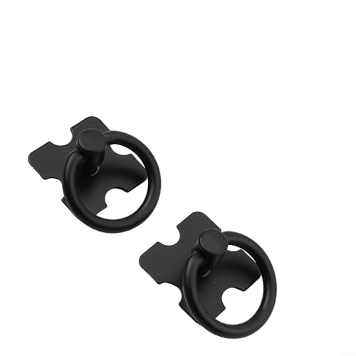 Niceminiwall Mexikanische Metall-Ringgriffe im Vintage-Stil mit quadratischer Rückplatte, Schubladengriffe und Knäufe aus Legierung für Holzmöbel, Truhen, Kleiderschrank und Schranktüren, Schwarz (2 von Niceminiwall