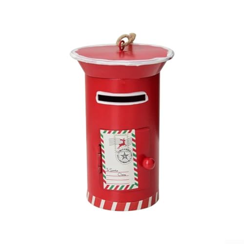 Niceminiwall Mini-Briefkasten-Ornamente – 3 Stück Weihnachtsbaumschmuck Metall Urlaubsdekoration – 6,5 x 6,5 x 10 cm – Weihnachtsbaumakzent rot grün weiß Briefkasten (rot) von Niceminiwall