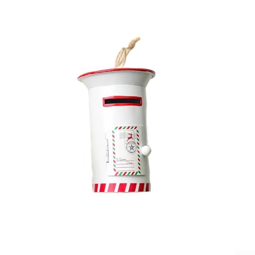 Niceminiwall Mini-Briefkasten-Ornamente – 3 Stück Weihnachtsbaumschmuck Metall Urlaubsdekoration – 6,5 x 6,5 x 10 cm – Weihnachtsbaumakzent rot grün weiß Briefkasten (weiß) von Niceminiwall